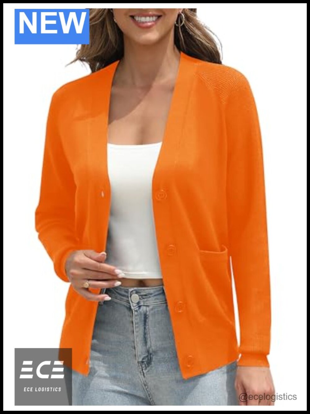 Women's Classic Open Front Cardigan Long Sleeve Button Down Knit Sweater